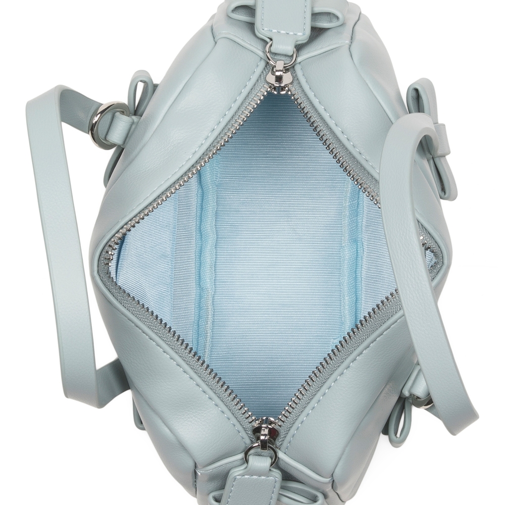 Melie Biianco Pale Blue Bow-Accent Leather Satchel - Picture 3 of 3